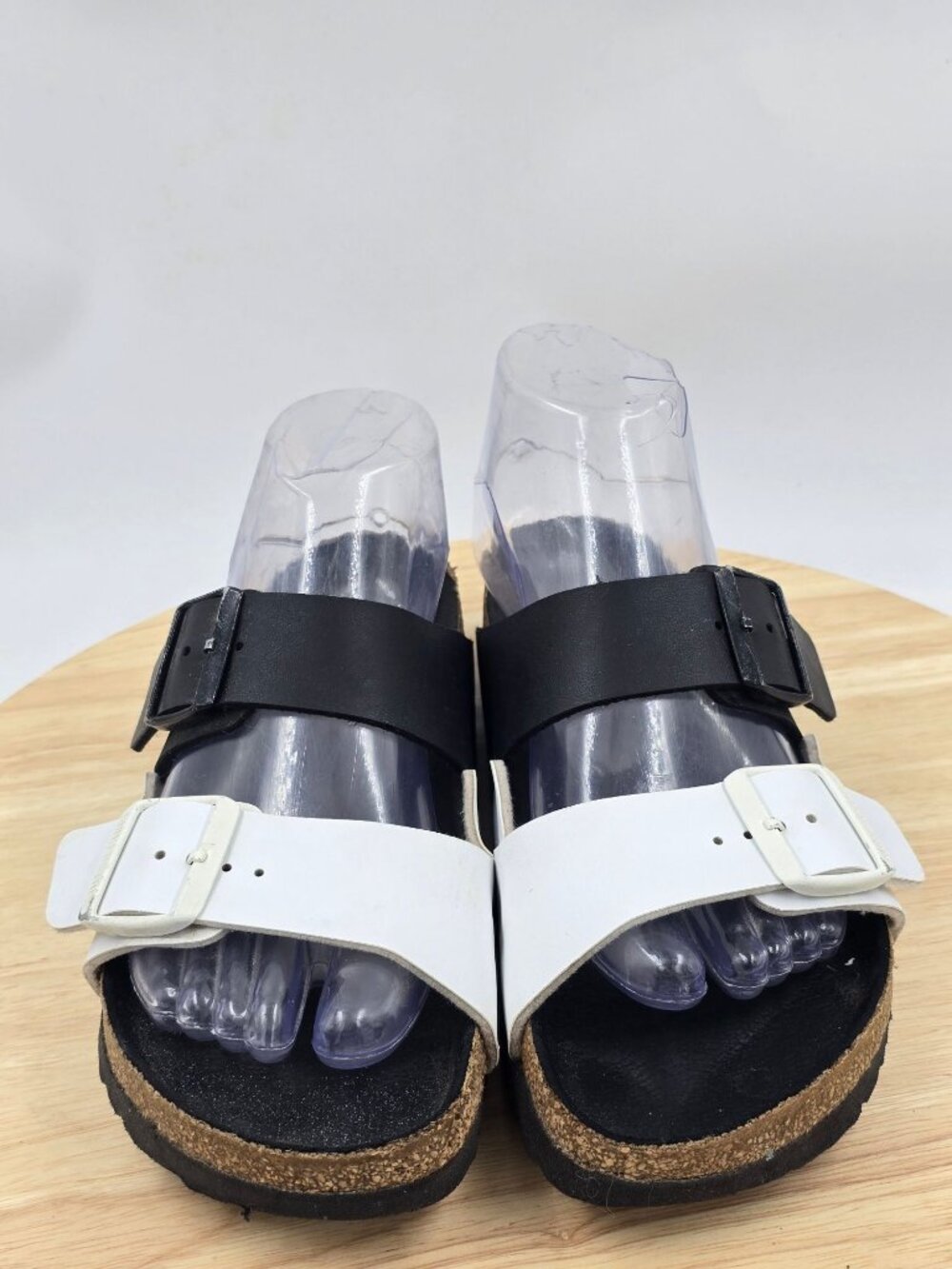 Birkenstock Arizona Split Black/White Birko-Flor sandals Womens sz EU 38 U.S 7